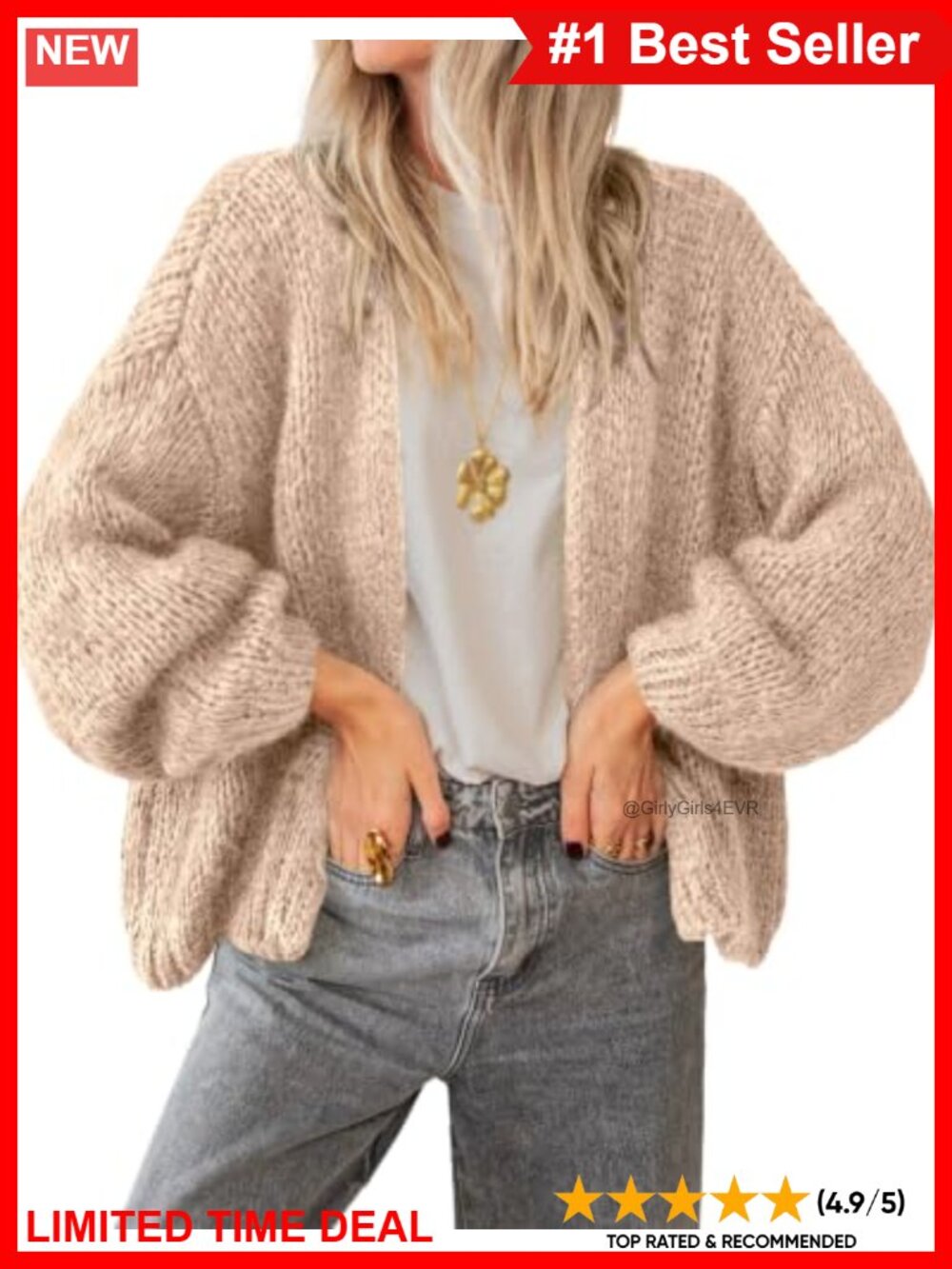 Lightweight Open Front Cardigan Long Sleeve Loose Knit Layering Sweater